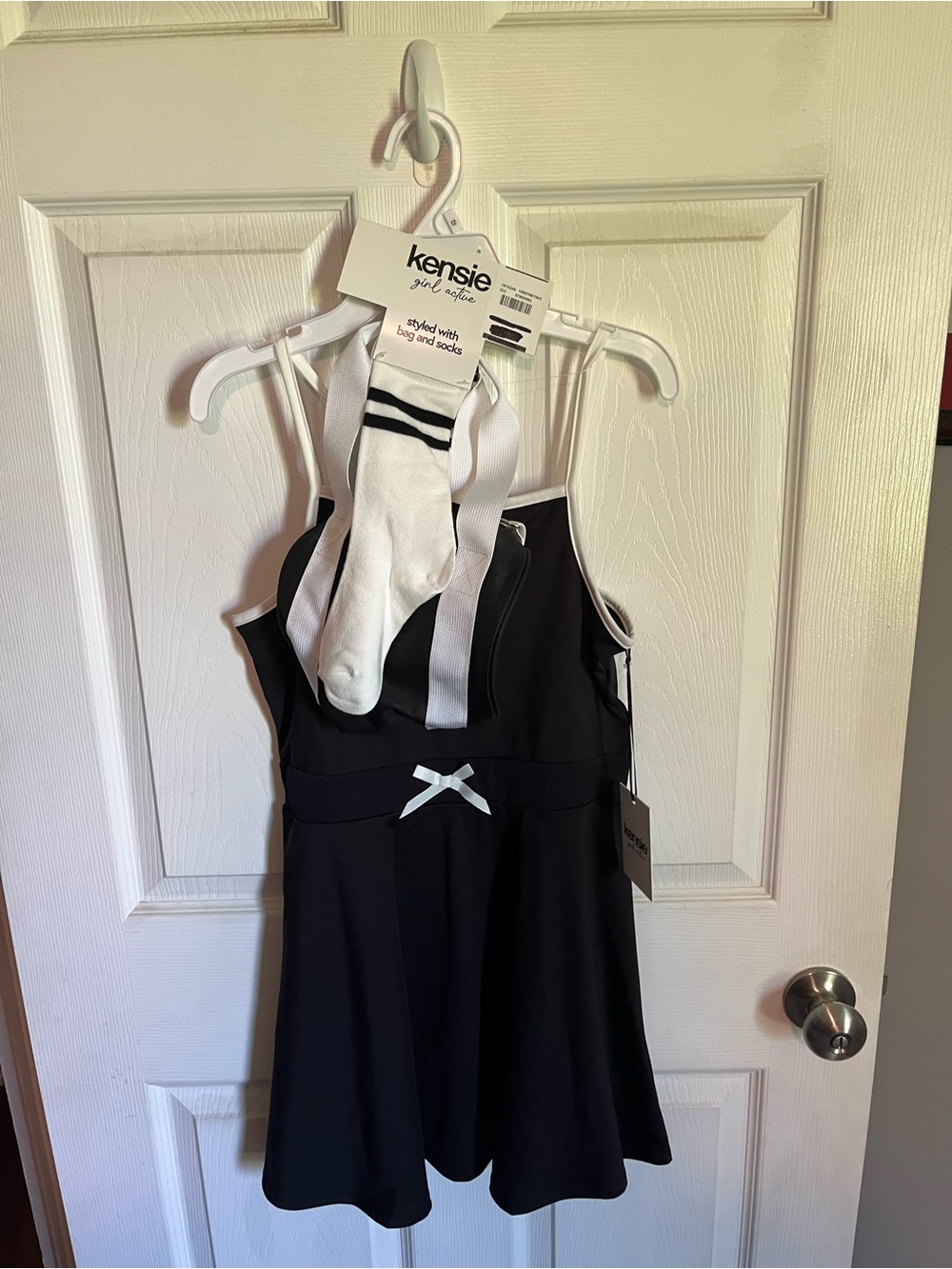 Kensie Black Dress with White Bow and Socks